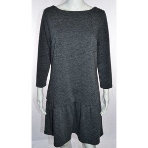 LOFT Ann Taylor Ponte Knit Ruffle Hem Dress Gray Size M